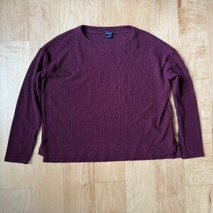Splendid Ribbed Long Sleeve Knit Top Burgundy Purple XS